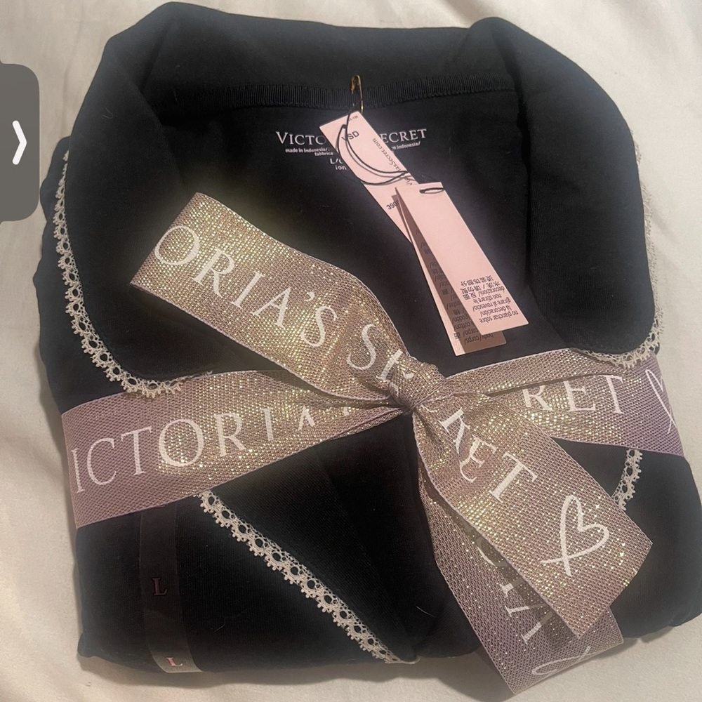 Victoria's Secret Black Set with Lace and Pink Ribbon